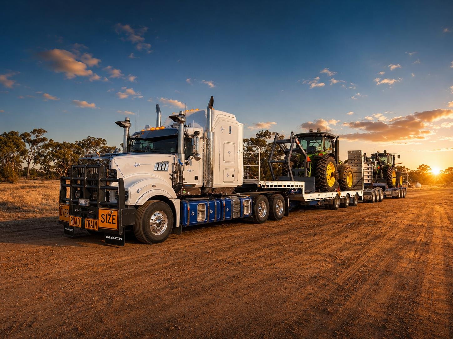 Road train fully loaded on the highway